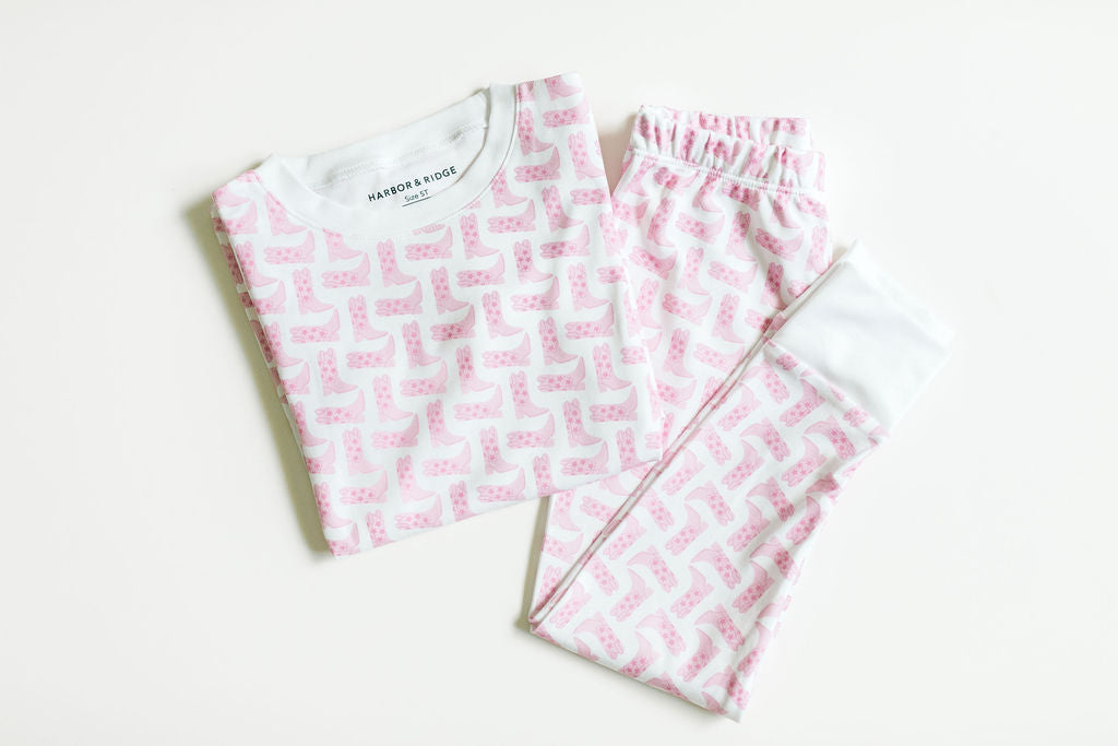 Pajamas - Cowgirl Boot Kids - Long Sleeved 2 Piece Set